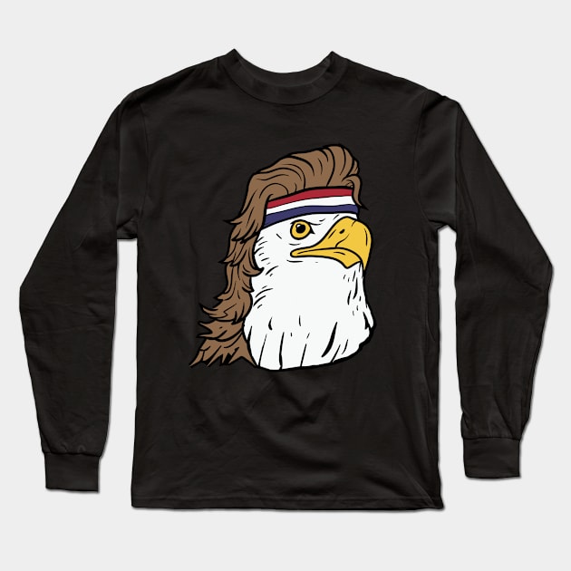 4th of July American Bald Mullet Eagle Shirt Long Sleeve T-Shirt by Nowhereman78